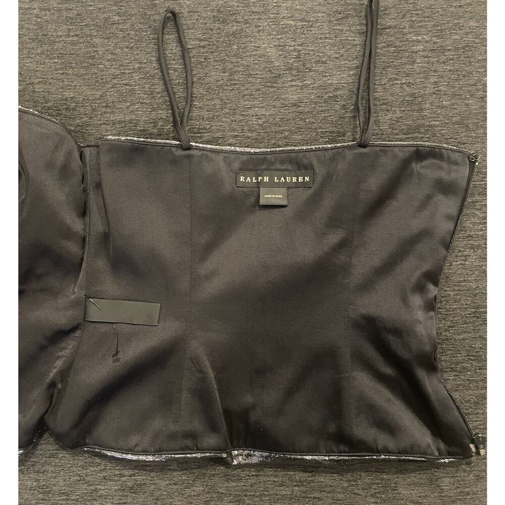 Ralph Lauren Black Label Suede Leather Bustier Corset Strapless Top Metallic 4 S - Picture 11 of 12
